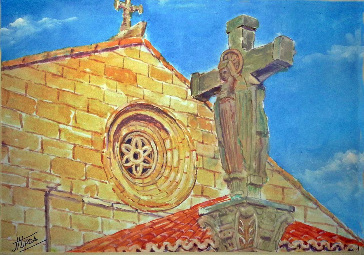BERGONDO (A Coruña) Rosetón en Mosteiro